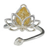 Amber Sterling Silver Lotus Adjustable Ring