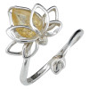 Amber Sterling Silver Lotus Adjustable Ring