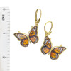 Monarch Butterfly Cameo Amber 14K Gold Plated Sterling Silver Hook Earrings