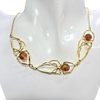 Spider Cognac Amber Gold Plated Sterling Silver Necklace
