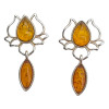 Amber Sterling Silver Lotus Post Dangle Earrings
