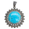 Turquoise Sterling Silver Sunflower Pendant