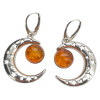 Amber Sterling Silver Moon Hook Earrings