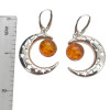 Amber Sterling Silver Moon Hook Earrings