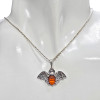 Amber Sterling Silver Bat Pendant