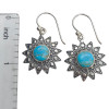 Turquoise Sterling Silver Flower Hook Earrings