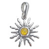 Citrine Color Amber Sterling Silver Sun Pendant