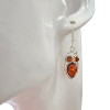 Cherry Color Amber Owl Hook Earrings
