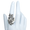 Large Rose On Vine Sterling Silver Ring