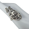 Large Rose On Vine Sterling Silver Ring