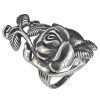 Large Rose On Vine Sterling Silver Ring