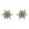 Amber Sterling Silver Sun Stud Earrings