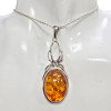 Amber Oxidized Sterling Silver Spider Pendant