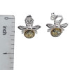 Green Amber Sterling Silver Bee on Honeycomb Stud Earrings