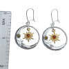 Amber Gold Plated Sterling Silver Moon & Dangling Sun Hook Earrings