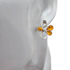Cognac Amber Sterling Silver Flower Stud Earrings