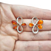 Cognac Amber Sterling Silver Flower Stud Earrings