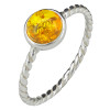 Citrine Color Amber Sterling Silver Ring