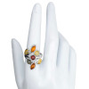 Multicolor Amber Sterling Silver Ring