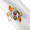 Multicolor Amber Sterling Silver Ring