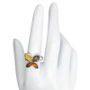 Multicolor Amber Sterling Silver Butterfly Ring