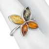 Multicolor Amber Sterling Silver Butterfly Ring