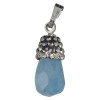 Faceted Aquamarine/Cubic Zirconia Sterling Silver Pendant
