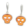 Cognac Amber Sterling Silver Skull Post Dangle Earrings