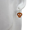 Cherry Amber Sterling Silver Skull Post Dangle Earrings
