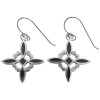 Cross Black Onyx Sterling Silver Dangle Earrings