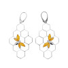 Bee On Honeycomb Butterscotch Amber Earrings On Hooks