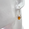 Cognac Amber Sterling Silver Spider Hook Earrings