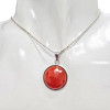Faceted Red Onyx Sterling Silver Pendant