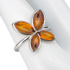 Cognac Amber Sterling Silver Butterfly Ring