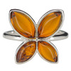 Cognac Amber Sterling Silver Butterfly Ring