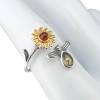 Amber Sterling Silver Flower/Bee Spinner Adjustable Ring