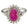 Amethyst Sterling Silver Ring. An oval-shaped amethyst gemstone is set in .925 sterling silver.