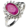 Amethyst Sterling Silver Ring. An oval-shaped amethyst gemstone is set in .925 sterling silver.