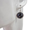 Faceted Black Agate Sterling Silver Hook Earrings