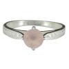 Faceted rose quartz sterling silver ring.