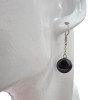 Black Agate On Silver Chains Dangle Earrings