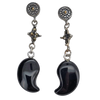 Black Agate Sterling Silver Post Dangle Earrings