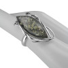 Handmade Green Amber Sterling Silver Adjustable Ring