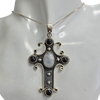 Gemstone Sterling Silver Cross Pendant