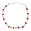 Cognac Amber Sterling Silver Link Bracelet