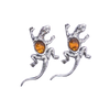 Amber Sterling Silver Lizard Stud Earrings