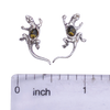 Green Amber Sterling Silver Lizard Stud Earrings