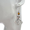 Amber Sterling Silver Octopus Hook Earrings