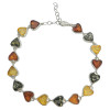 Multi-Color Amber Sterling Silver Heart Link Bracelet