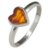 Cognac Amber Sterling Silver Heart Ring